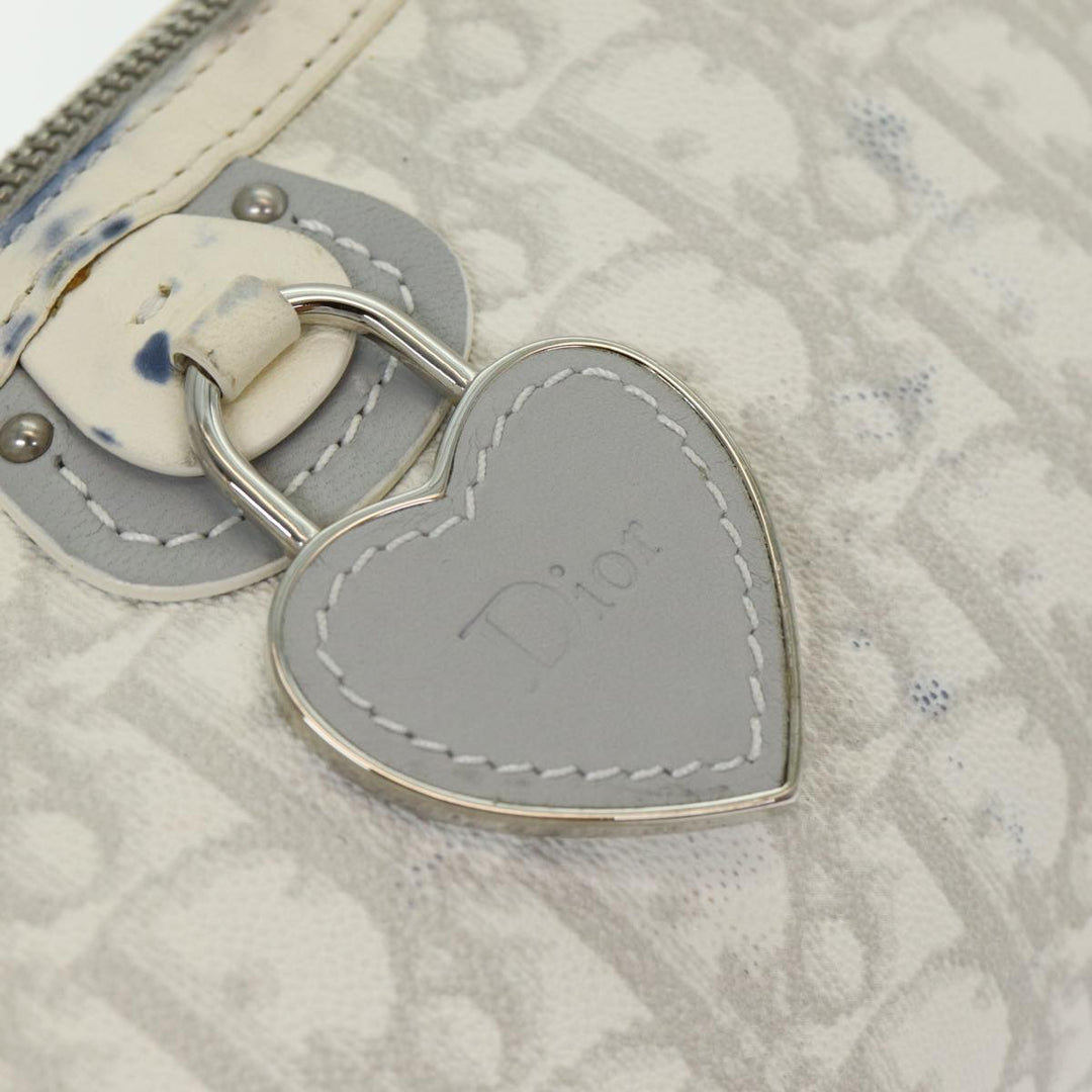CHRISTIAN Top quality Dior Trotter Canvas Hand Bag PVC Leather White Silver Auth 84478