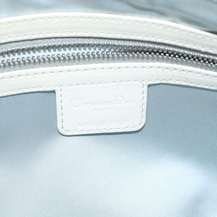 CHRISTIAN Top quality Dior Trotter Canvas Hand Bag PVC Leather White Silver Auth 84478