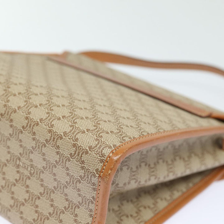Celine Macadam Canvas Shoulder Bag Beige Gold Auth 84551