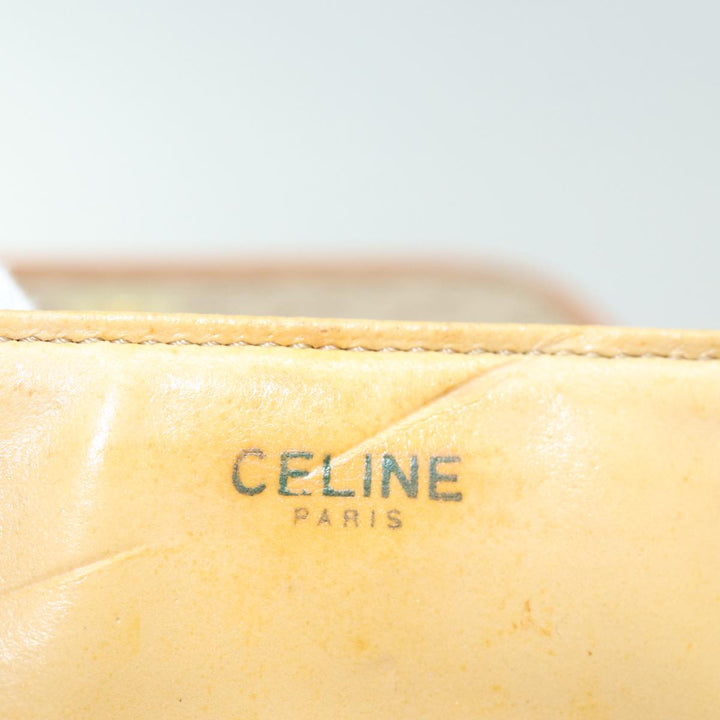 Celine Macadam Canvas Shoulder Bag Beige Gold Auth 84551