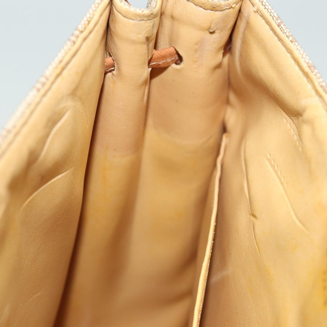 Celine Macadam Canvas Shoulder Bag Beige Gold Auth 84551