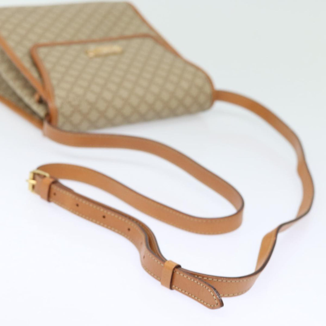 Celine Macadam Canvas Shoulder Bag Beige Gold Auth 84551