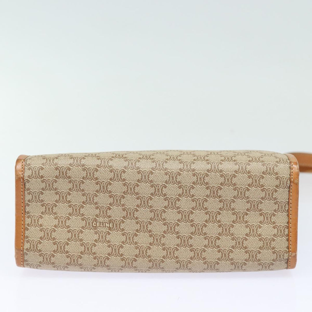 Celine Macadam Canvas Shoulder Bag Beige Gold Auth 84551