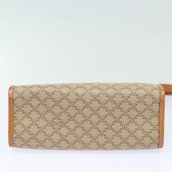 Celine Macadam Canvas Shoulder Bag Beige Gold Auth 84551
