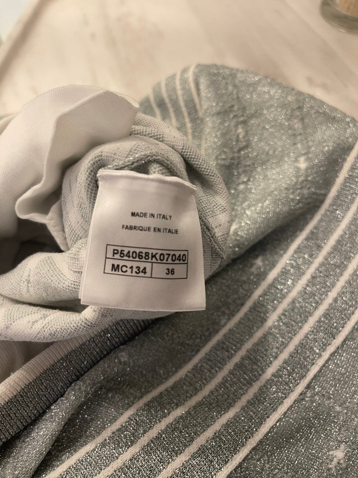 *HOT COLLECTION* Top Quality Chanel Spring / Summer 2016 Grey Metallic Airline Collection Jumper with Zip and Plane Details Size FR 36 (UK 8) RRP ¬£2,400