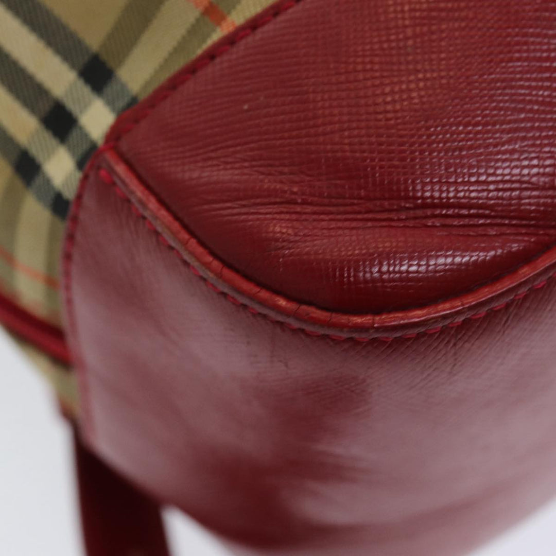 Burberry Nova Check Backpack Canvas Leather Beige Red gold Auth 84556