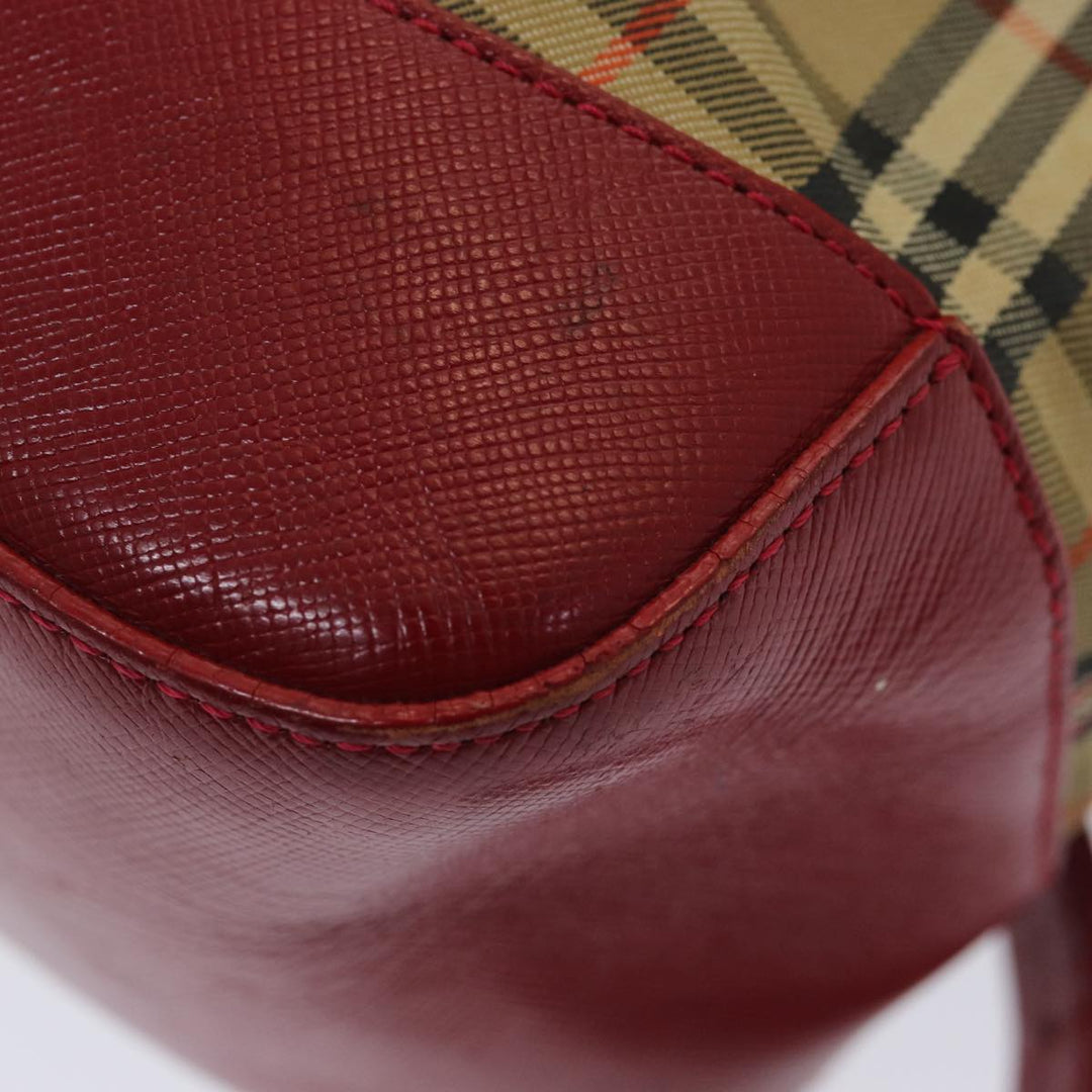 Burberry Nova Check Backpack Canvas Leather Beige Red gold Auth 84556