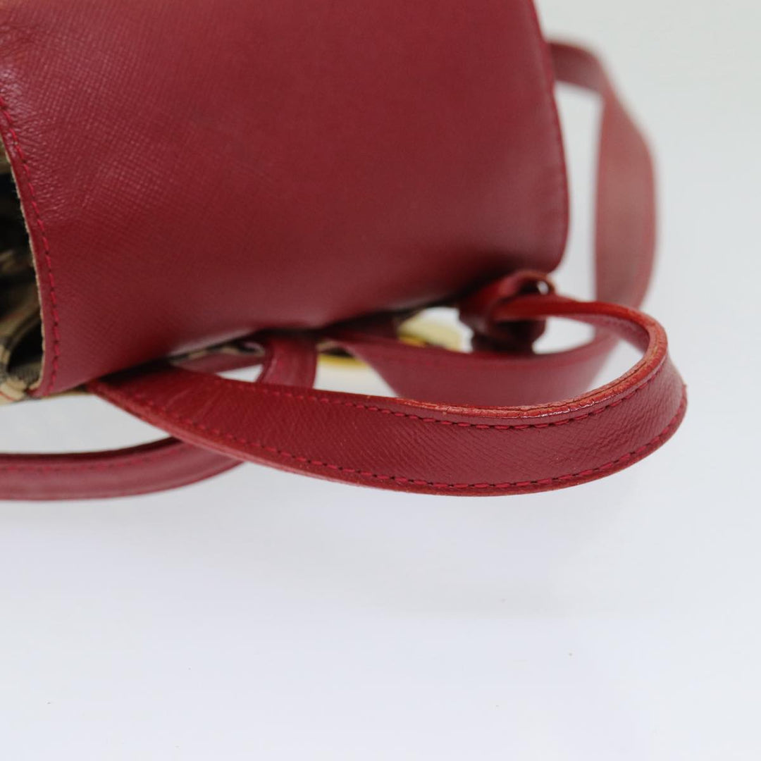 Burberry Nova Check Backpack Canvas Leather Beige Red gold Auth 84556