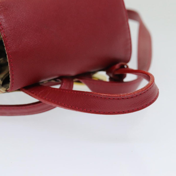 Burberry Nova Check Backpack Canvas Leather Beige Red gold Auth 84556