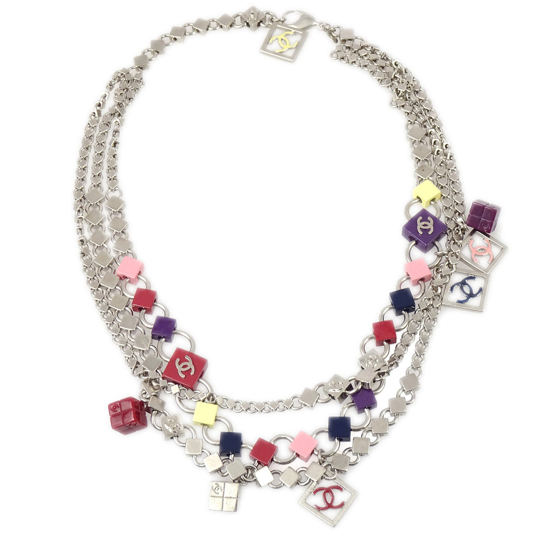 Top Quality Chanel 2004 Multi-strand CC Silver Necklace