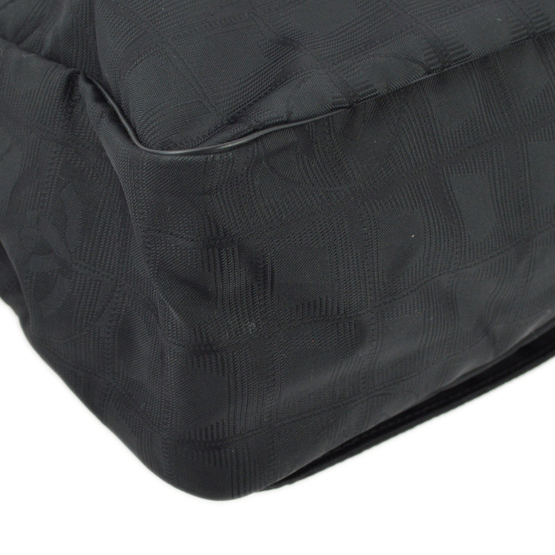 Top Quality Chanel Black Jacquard Travel Line Messenger Shoulder Bag