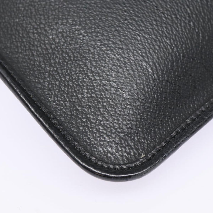 CHRISTIAN Top quality Dior Honeycomb Canvas Clutch Bag PVC Leather Black Silver Auth 84617