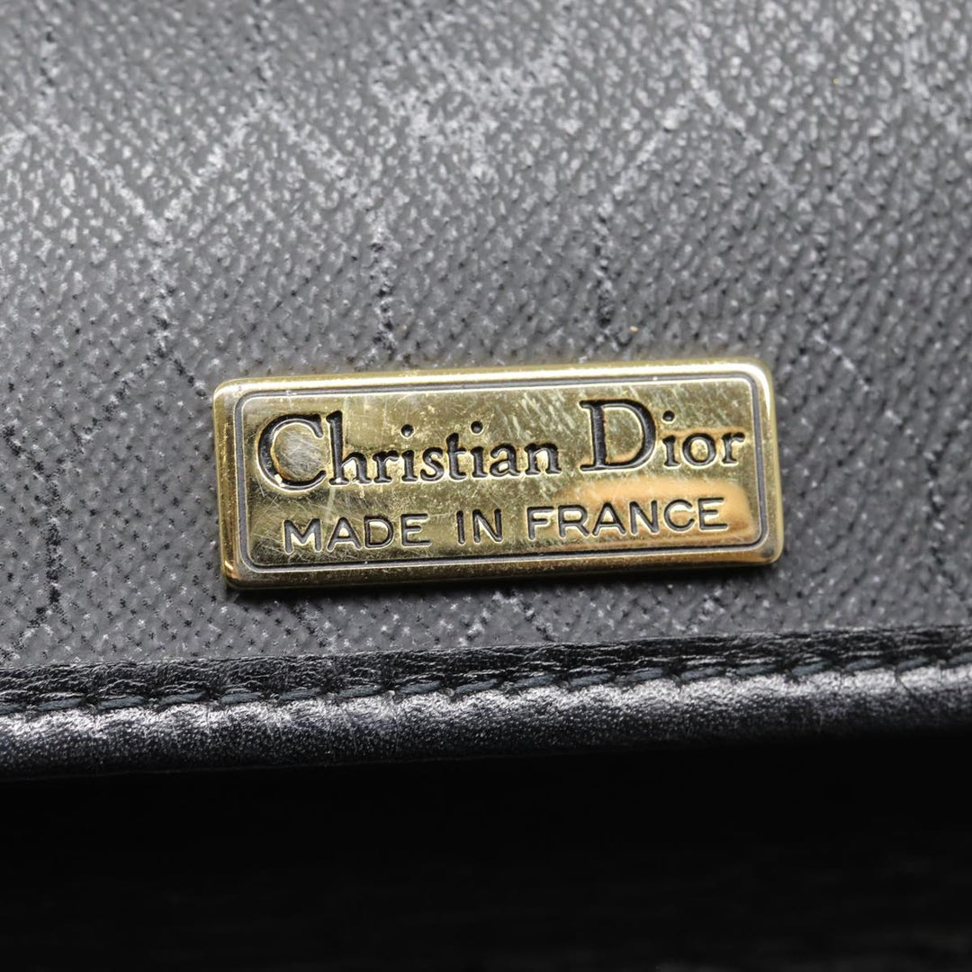 CHRISTIAN Top quality Dior Honeycomb Canvas Clutch Bag PVC Leather Black Silver Auth 84617