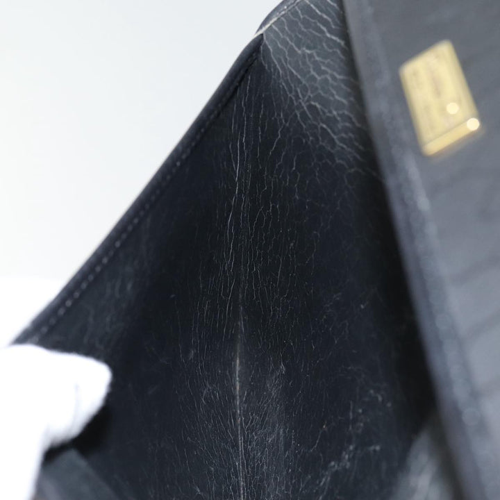 CHRISTIAN Top quality Dior Honeycomb Canvas Clutch Bag PVC Leather Black Silver Auth 84617