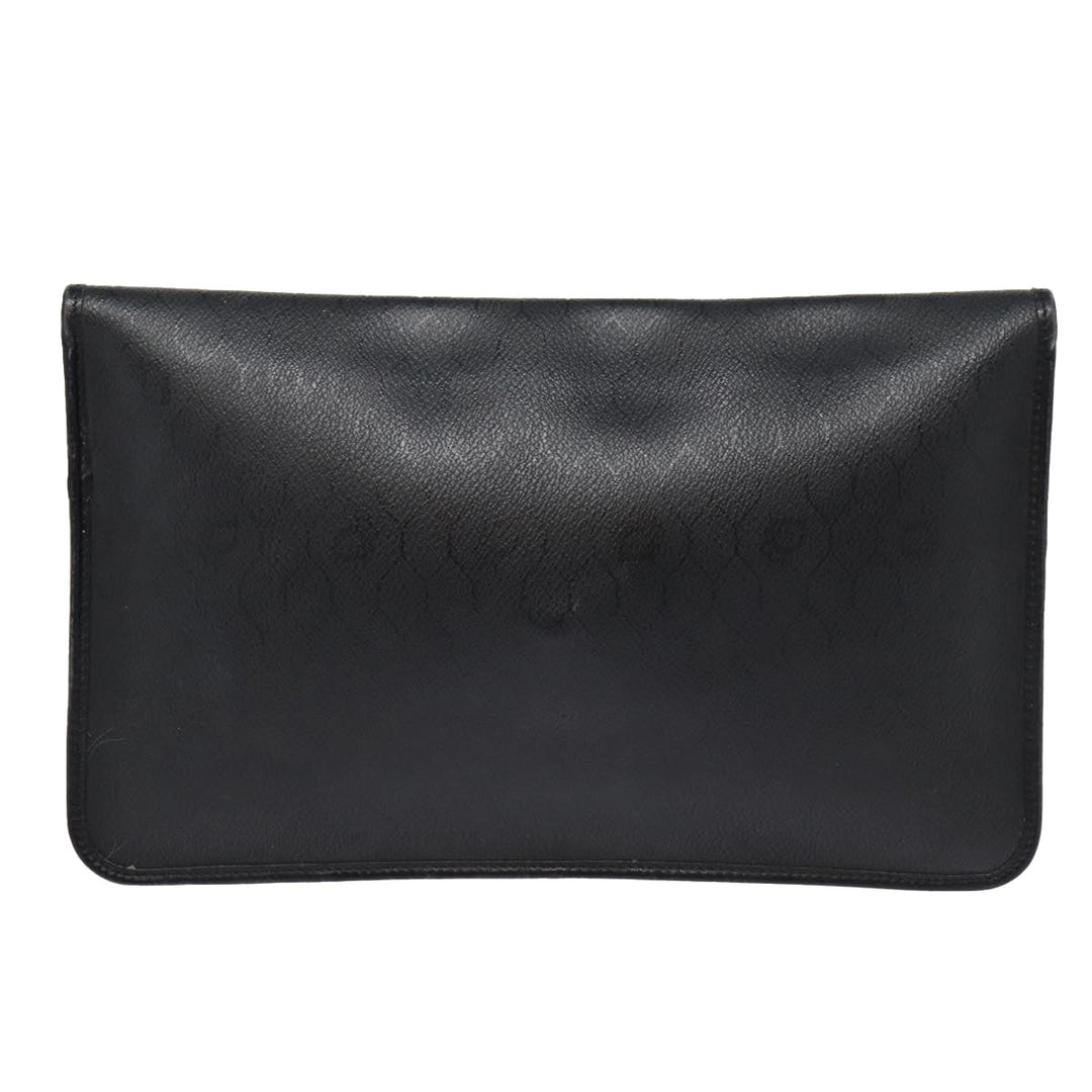 CHRISTIAN Top quality Dior Honeycomb Canvas Clutch Bag PVC Leather Black Silver Auth 84617