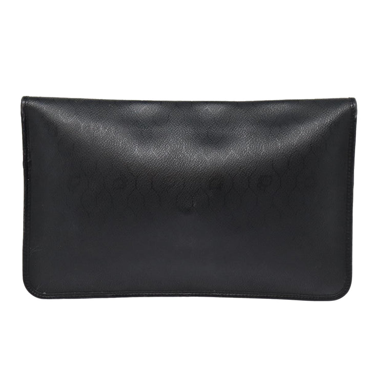 CHRISTIAN Top quality Dior Honeycomb Canvas Clutch Bag PVC Leather Black Silver Auth 84617