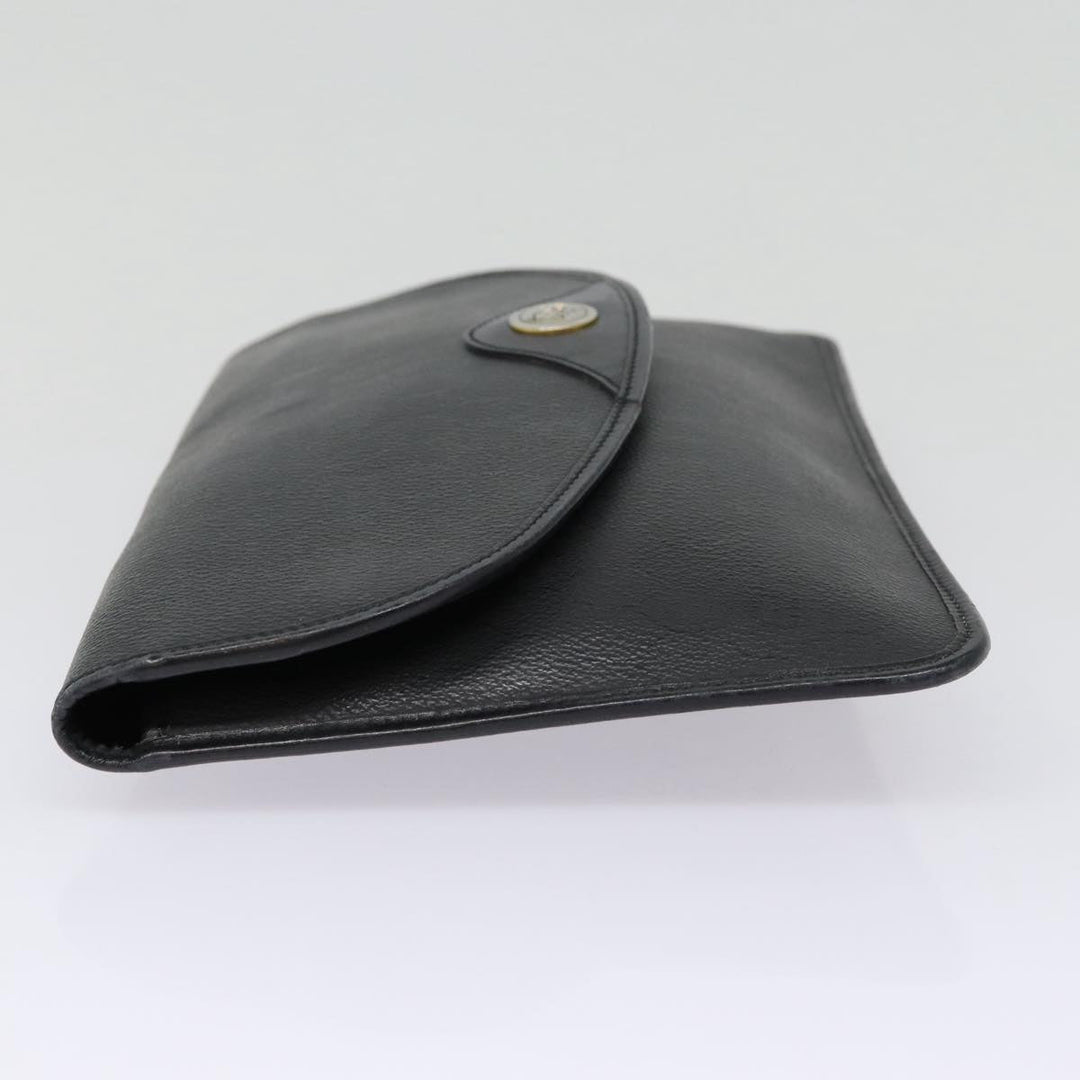 CHRISTIAN Top quality Dior Honeycomb Canvas Clutch Bag PVC Leather Black Silver Auth 84617