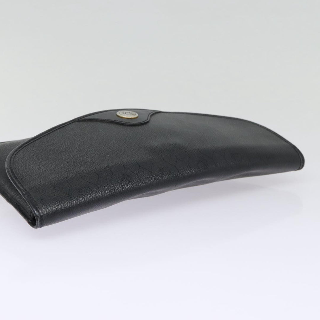 CHRISTIAN Top quality Dior Honeycomb Canvas Clutch Bag PVC Leather Black Silver Auth 84617