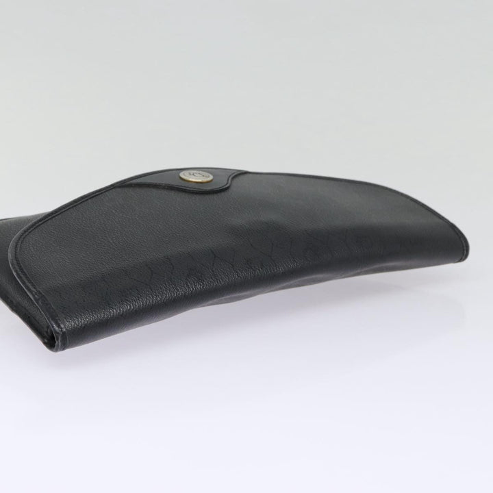 CHRISTIAN Top quality Dior Honeycomb Canvas Clutch Bag PVC Leather Black Silver Auth 84617