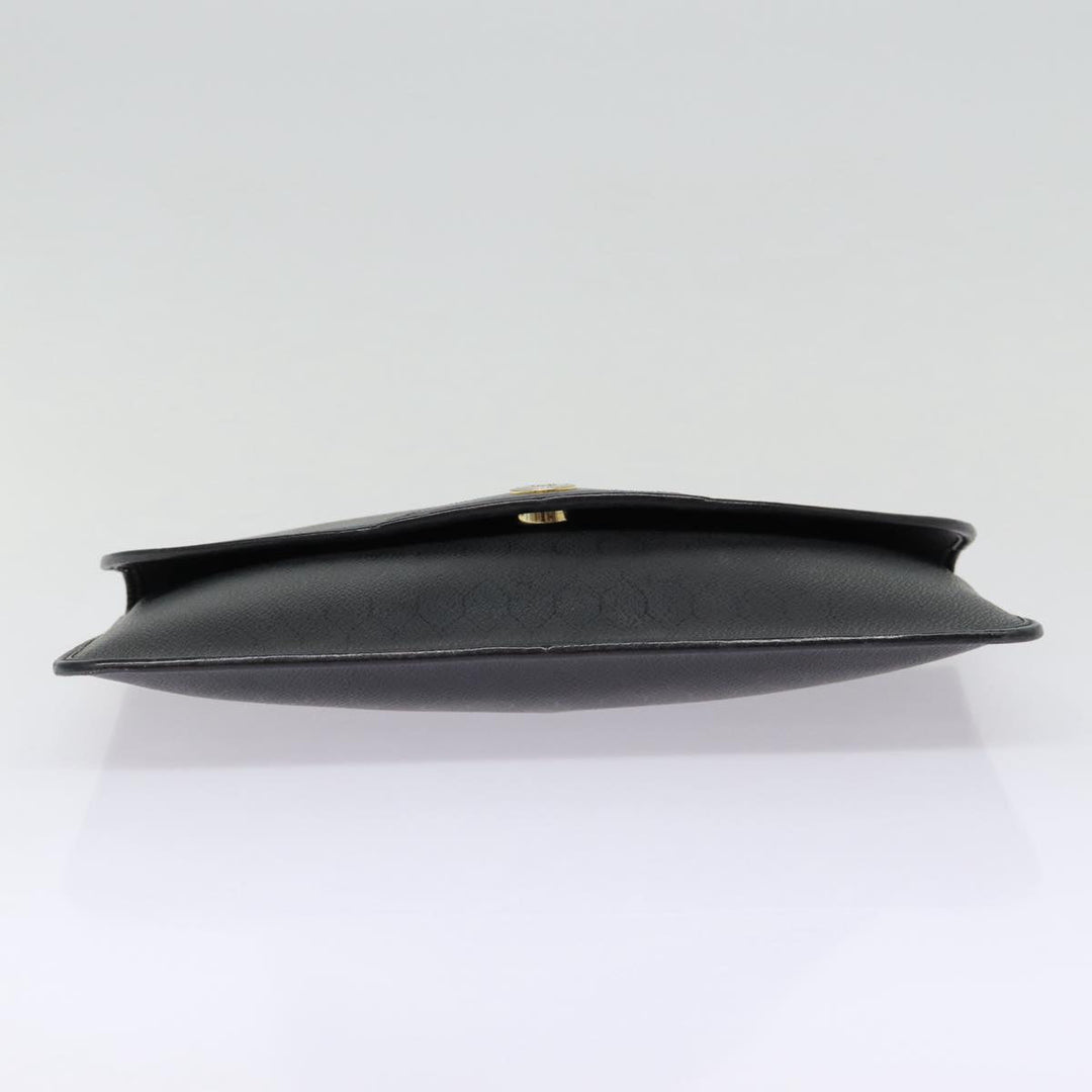 CHRISTIAN Top quality Dior Honeycomb Canvas Clutch Bag PVC Leather Black Silver Auth 84617