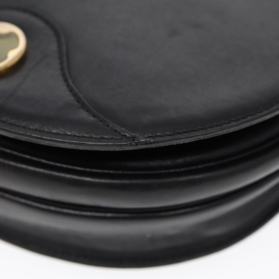 CHRISTIAN Top quality Dior Shoulder Bag Leather Black Gold Auth 84618