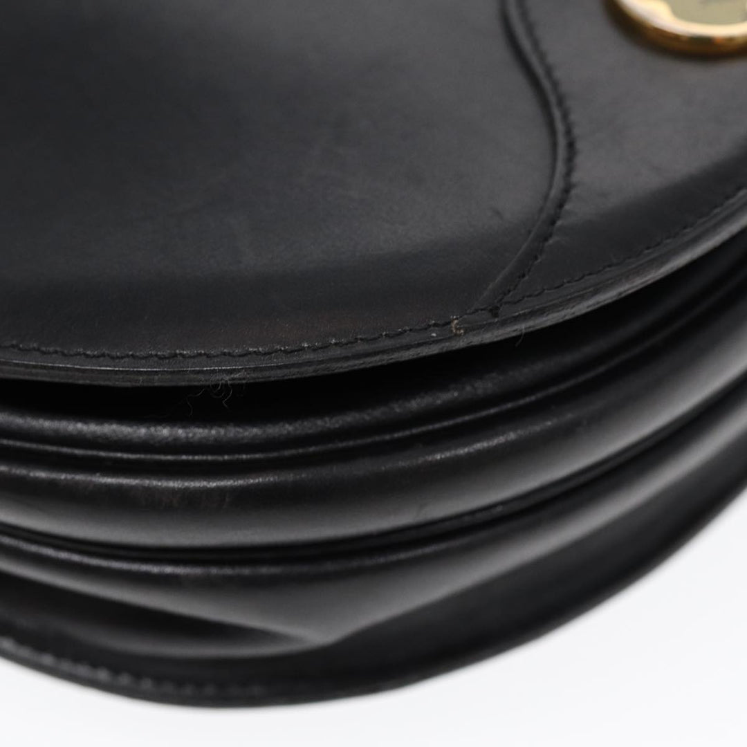 CHRISTIAN Top quality Dior Shoulder Bag Leather Black Gold Auth 84618