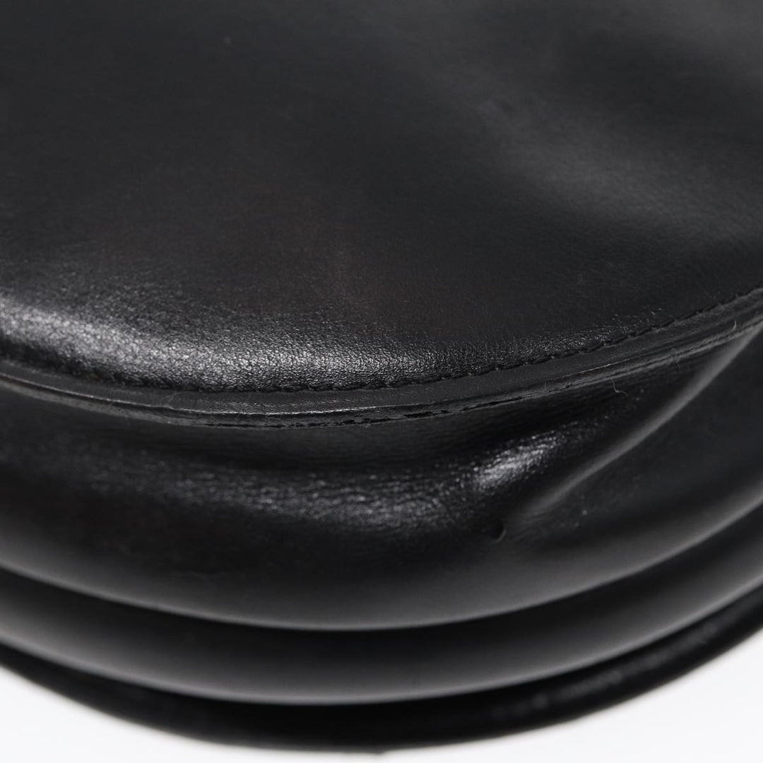 CHRISTIAN Top quality Dior Shoulder Bag Leather Black Gold Auth 84618
