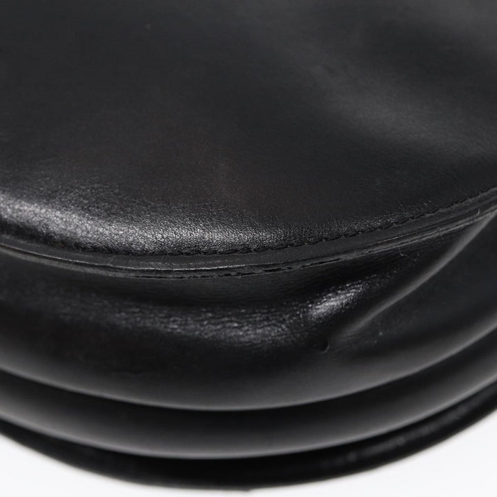 CHRISTIAN Top quality Dior Shoulder Bag Leather Black Gold Auth 84618