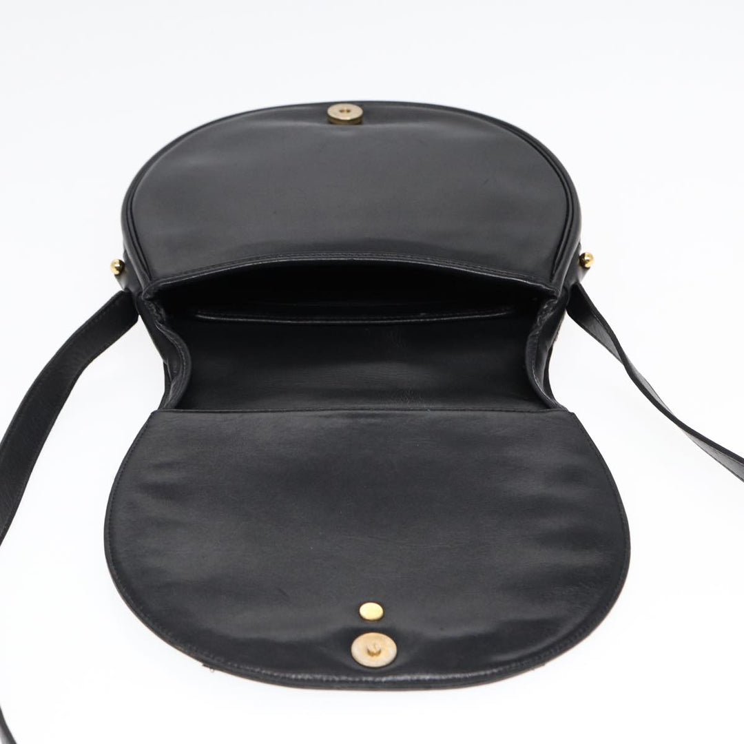 CHRISTIAN Top quality Dior Shoulder Bag Leather Black Gold Auth 84618