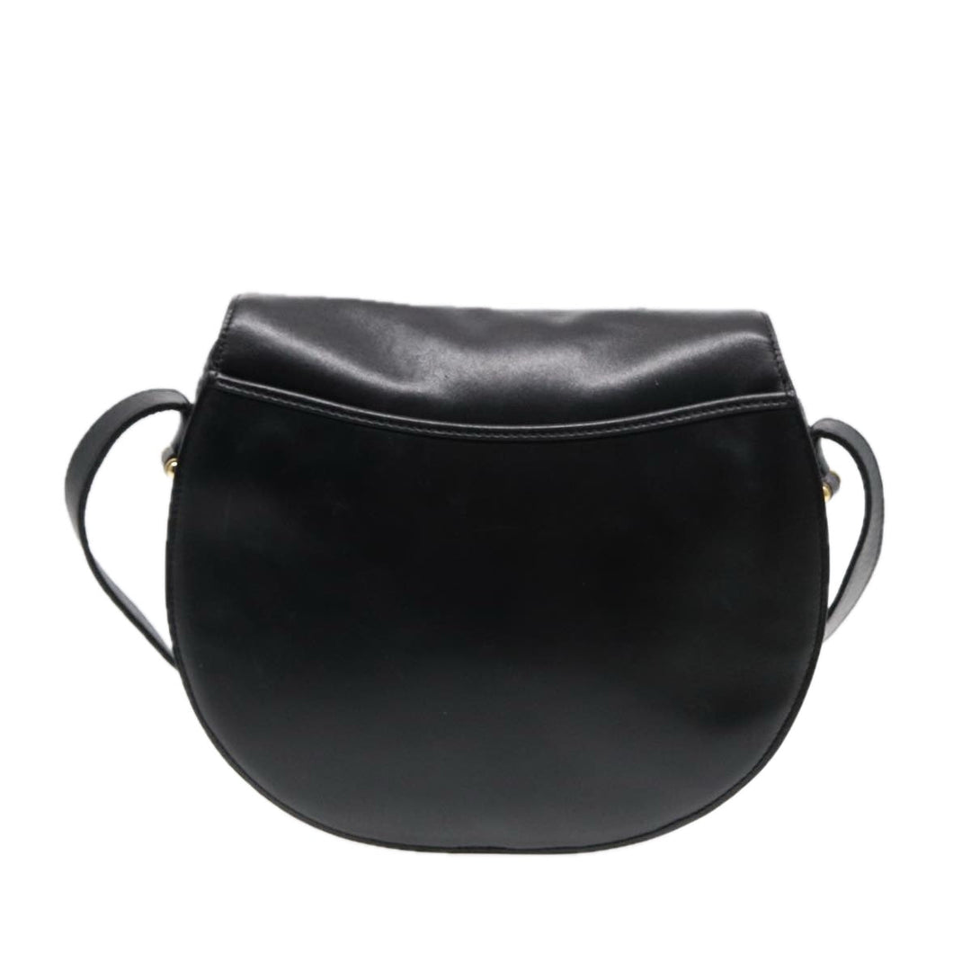 CHRISTIAN Top quality Dior Shoulder Bag Leather Black Gold Auth 84618