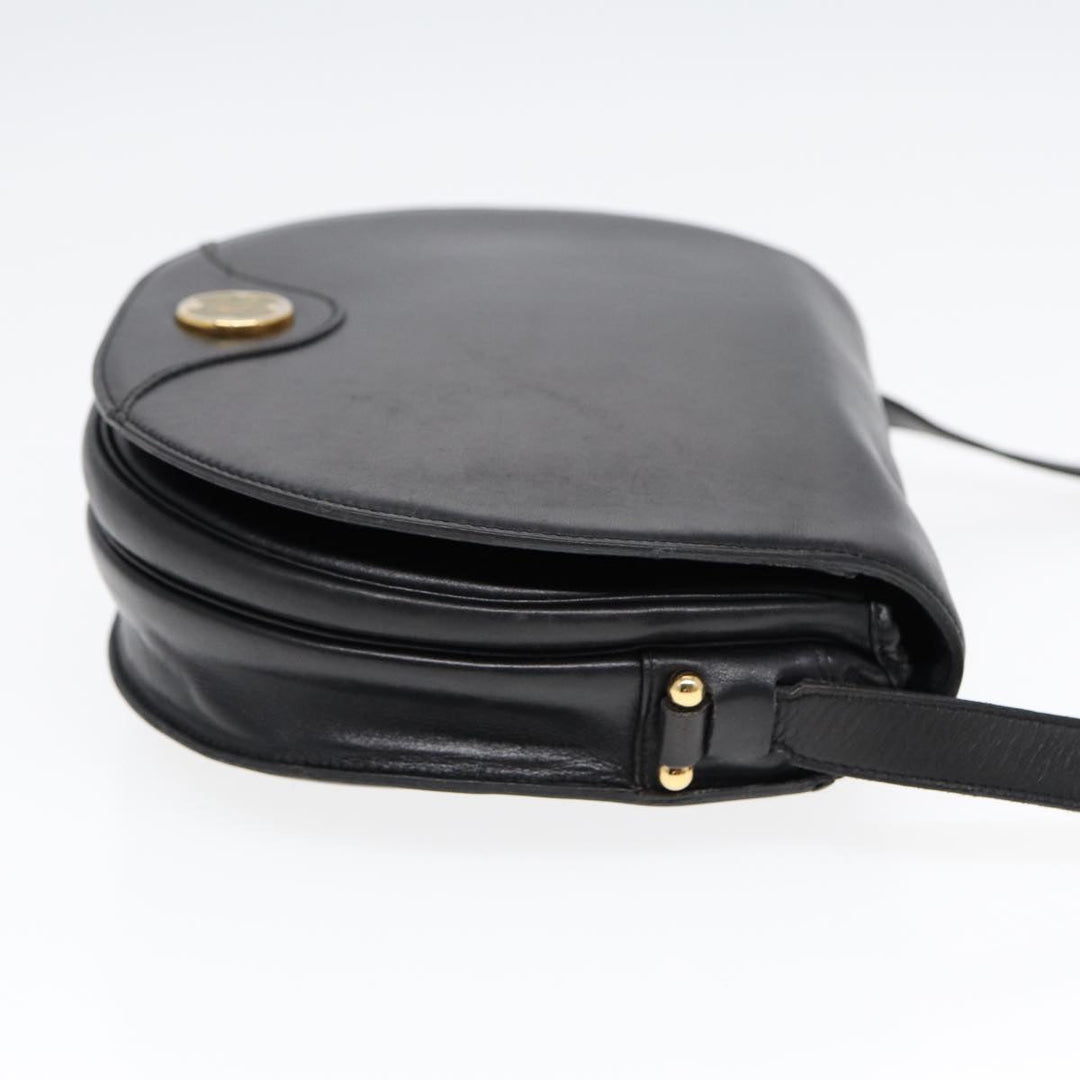 CHRISTIAN Top quality Dior Shoulder Bag Leather Black Gold Auth 84618
