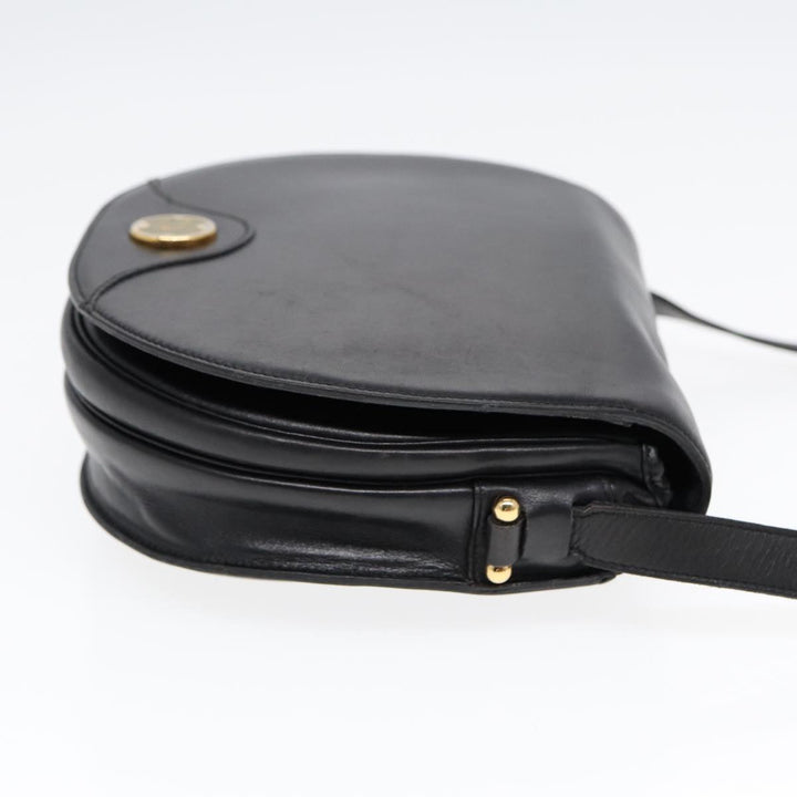 CHRISTIAN Top quality Dior Shoulder Bag Leather Black Gold Auth 84618