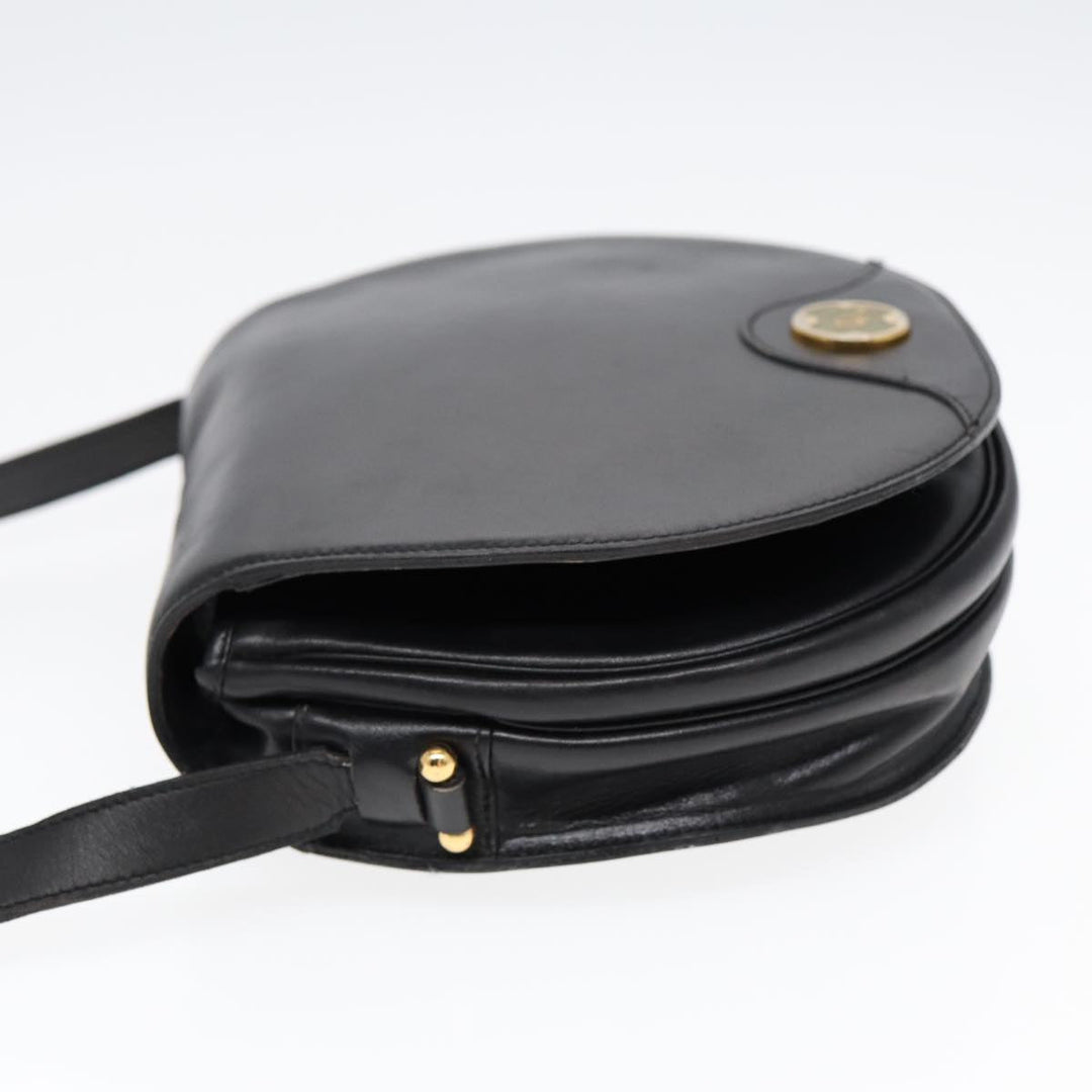 CHRISTIAN Top quality Dior Shoulder Bag Leather Black Gold Auth 84618