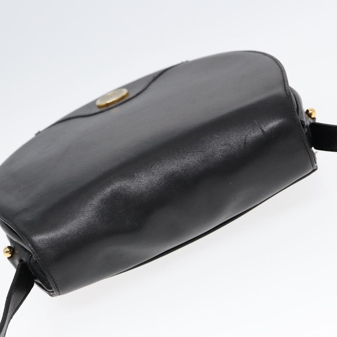 CHRISTIAN Top quality Dior Shoulder Bag Leather Black Gold Auth 84618