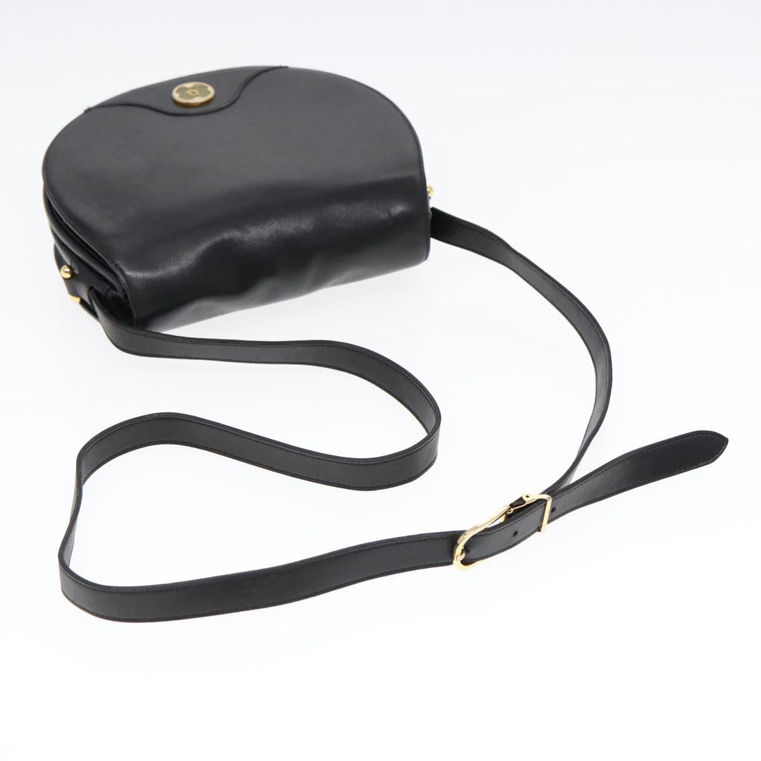 CHRISTIAN Top quality Dior Shoulder Bag Leather Black Gold Auth 84618