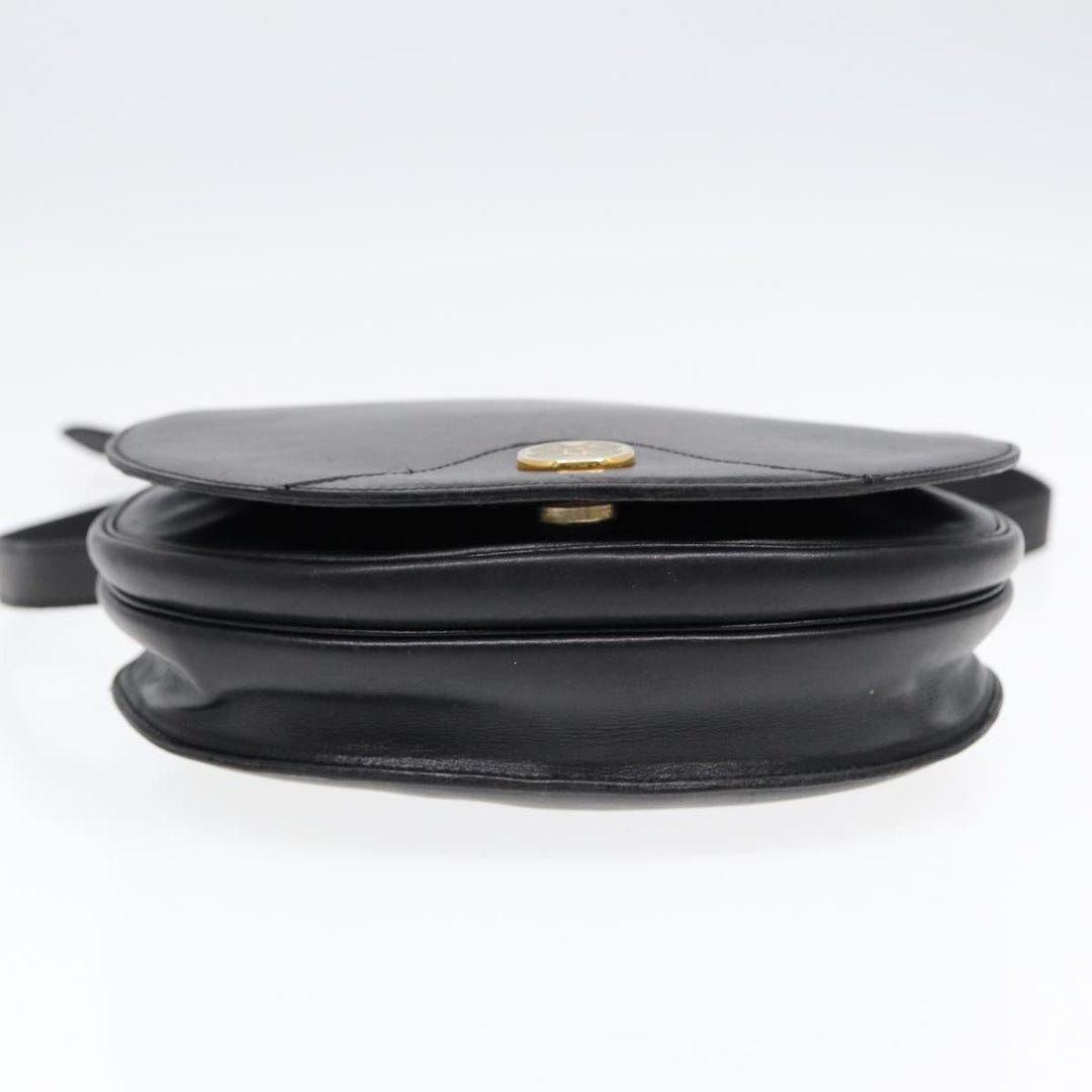 CHRISTIAN Top quality Dior Shoulder Bag Leather Black Gold Auth 84618