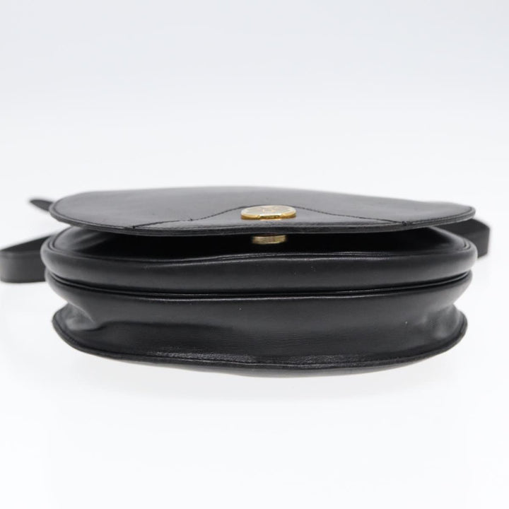 CHRISTIAN Top quality Dior Shoulder Bag Leather Black Gold Auth 84618