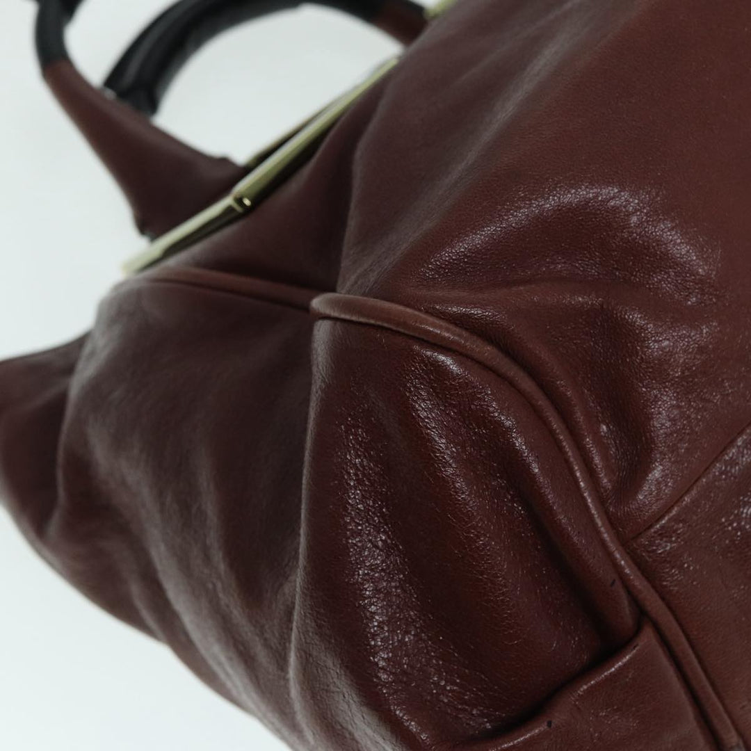 Chloe Etel Hand Bag Leather 2way Brown Gold 84625
