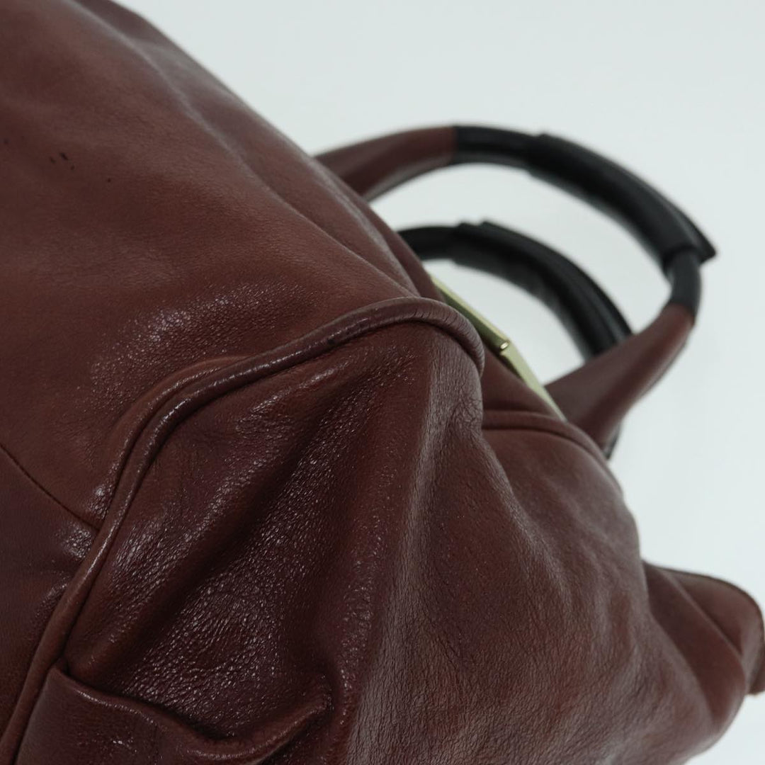 Chloe Etel Hand Bag Leather 2way Brown Gold 84625
