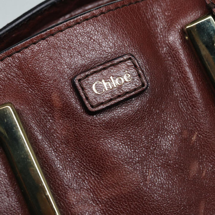 Chloe Etel Hand Bag Leather 2way Brown Gold 84625