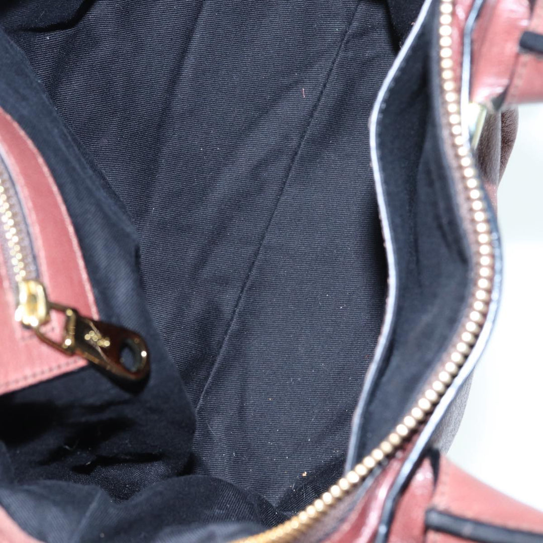 Chloe Etel Hand Bag Leather 2way Brown Gold 84625