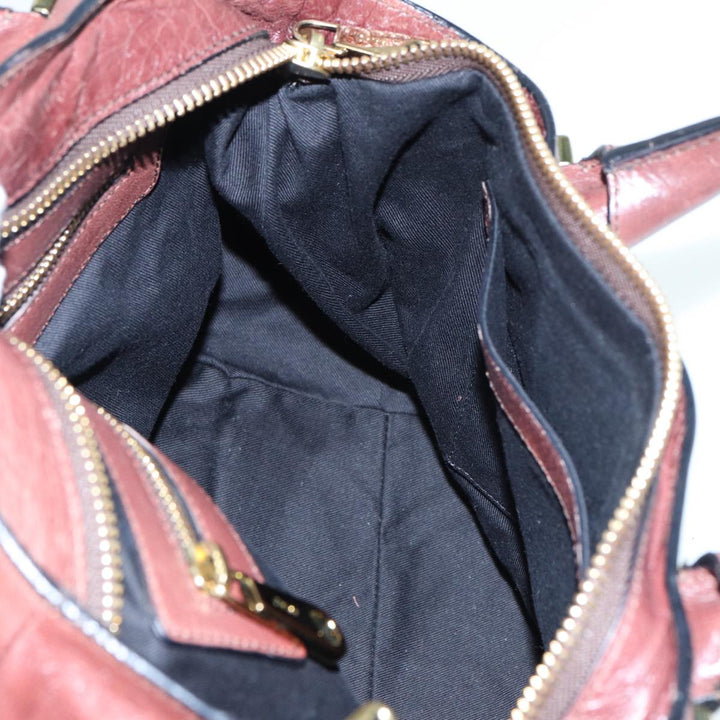 Chloe Etel Hand Bag Leather 2way Brown Gold 84625