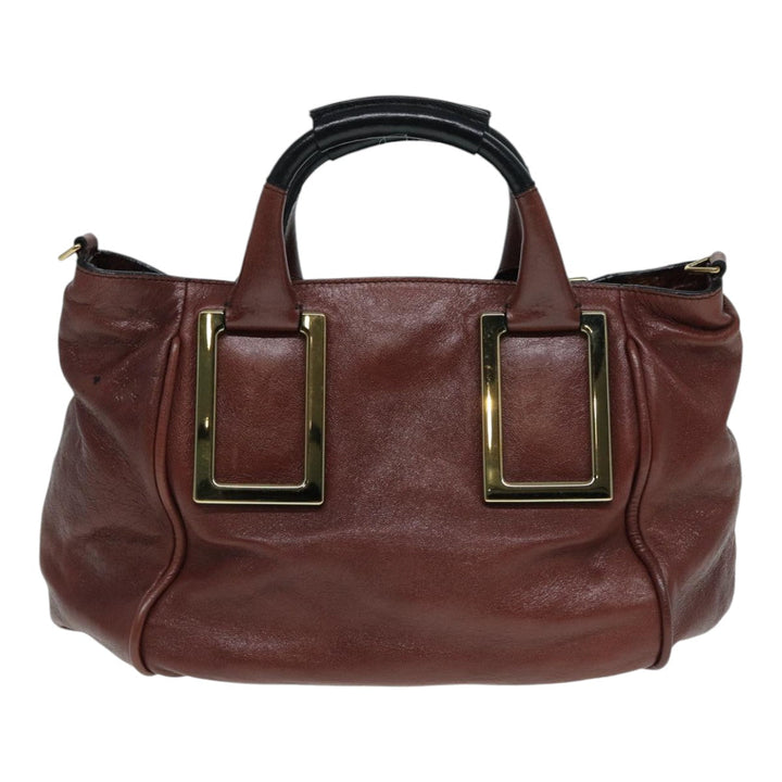 Chloe Etel Hand Bag Leather 2way Brown Gold 84625