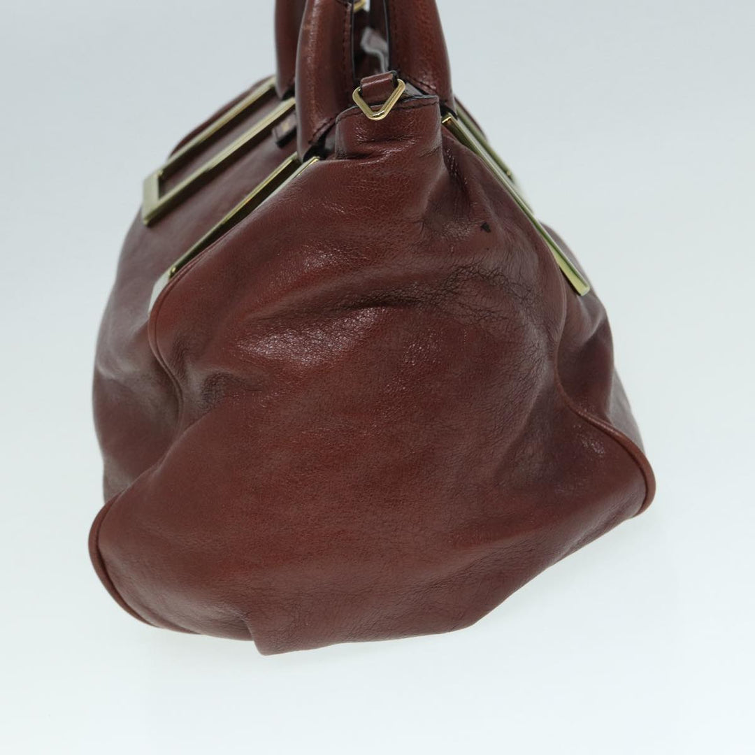 Chloe Etel Hand Bag Leather 2way Brown Gold 84625