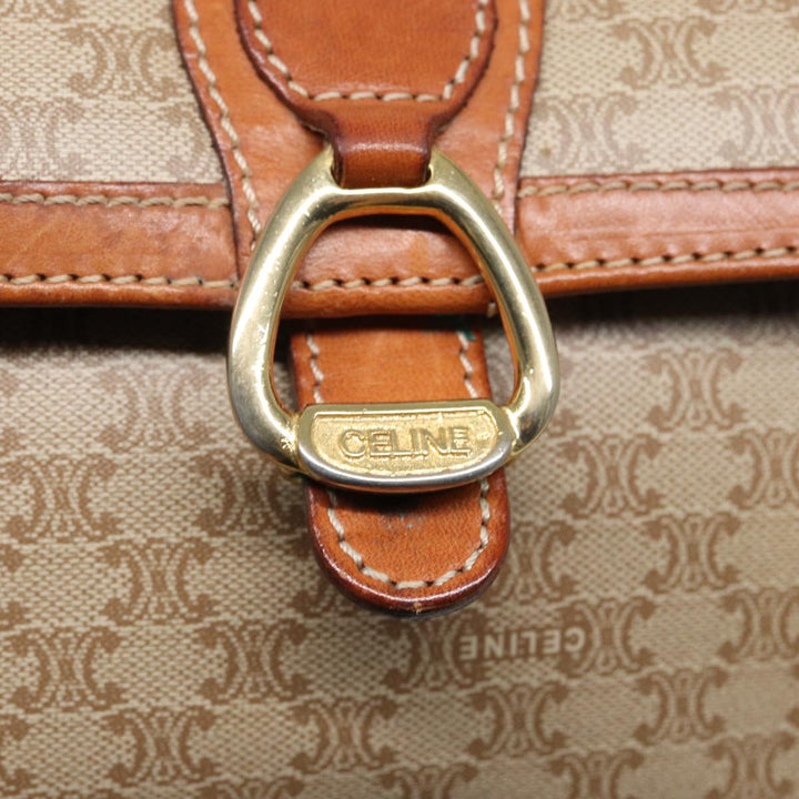 Celine Macadam Canvas Shoulder Bag Beige Auth 84756