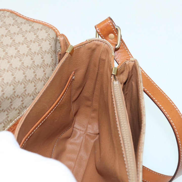Celine Macadam Canvas Shoulder Bag Beige Auth 84756