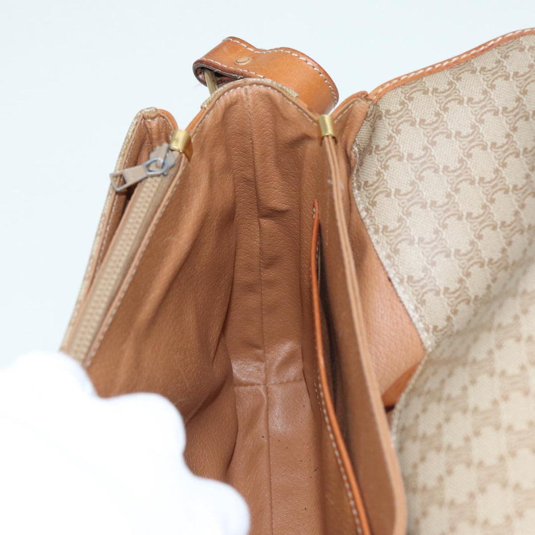 Celine Macadam Canvas Shoulder Bag Beige Auth 84756