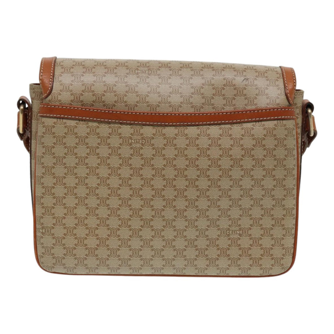 Celine Macadam Canvas Shoulder Bag Beige Auth 84756