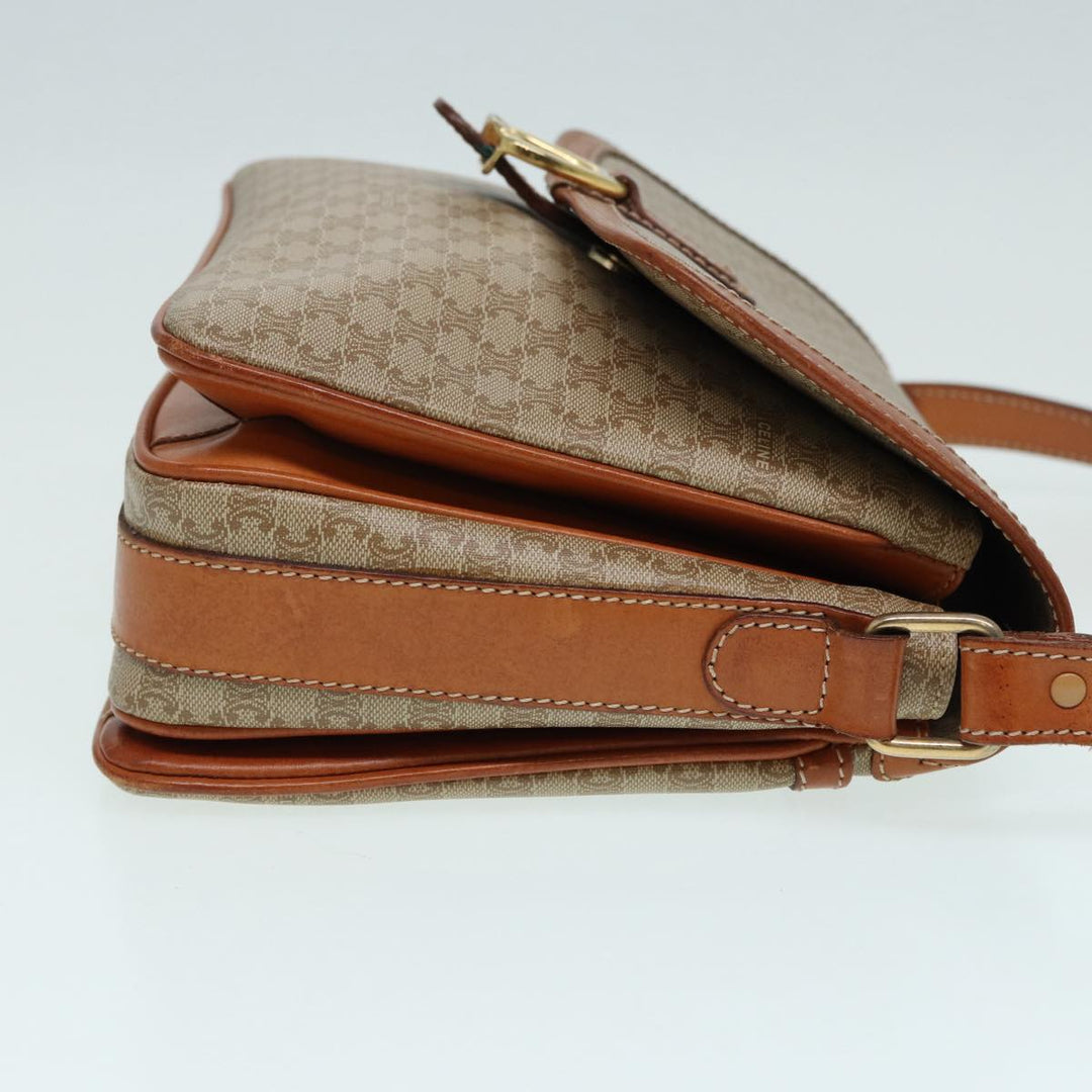 Celine Macadam Canvas Shoulder Bag Beige Auth 84756