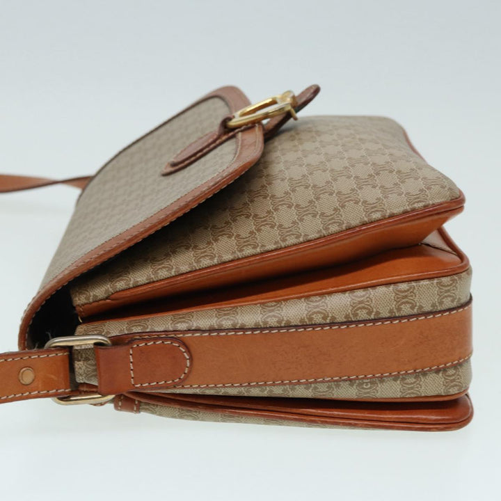Celine Macadam Canvas Shoulder Bag Beige Auth 84756